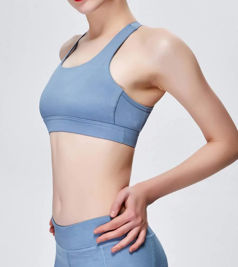 Lukitty Women Sport Yoga Bra High Impact Fitness Workout Gym Running Mesh Tops