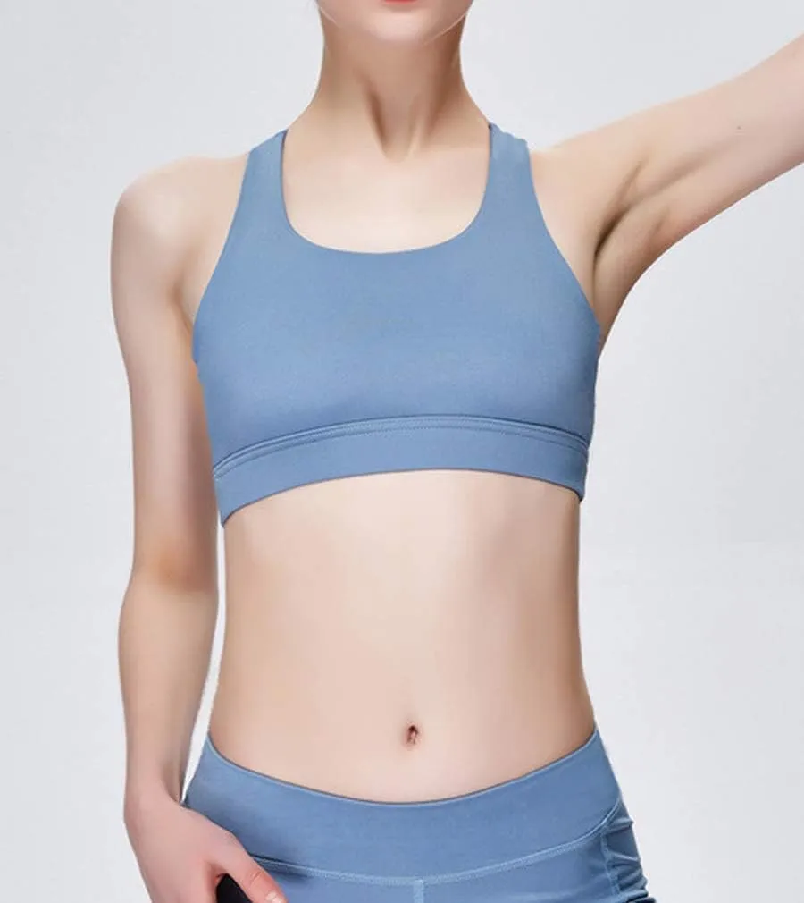 Lukitty Women Sport Yoga Bra High Impact Fitness Workout Gym Running Mesh Tops