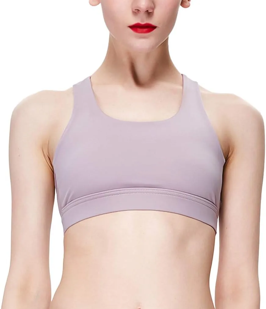 Lukitty Women Sport Yoga Bra High Impact Fitness Workout Gym Running Mesh Tops