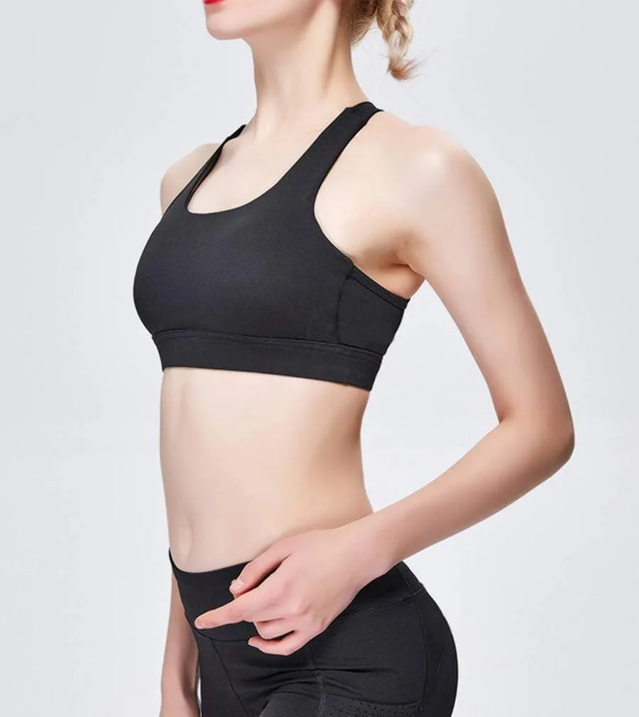Lukitty Women Sport Yoga Bra High Impact Fitness Workout Gym Running Mesh Tops