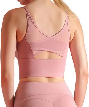 Lukitty Women's Sport Bra Yoga High Impact Mesh Bounce Control Gym Running Tops