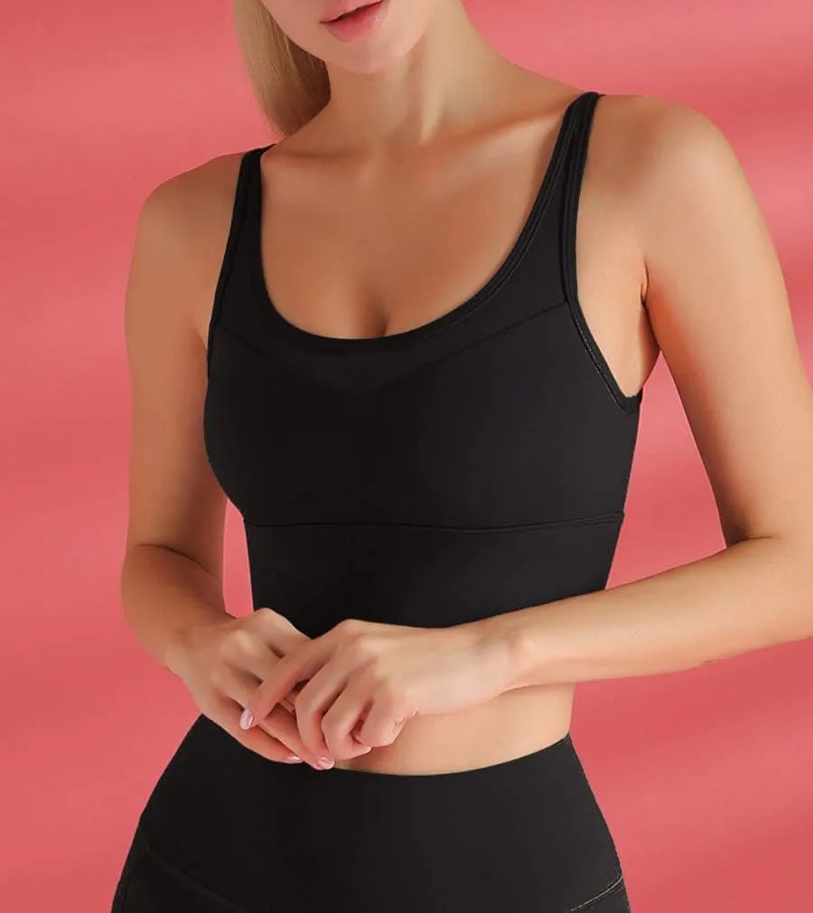 Lukitty Women's Sport Bra Yoga High Impact Mesh Bounce Control Gym Running Tops