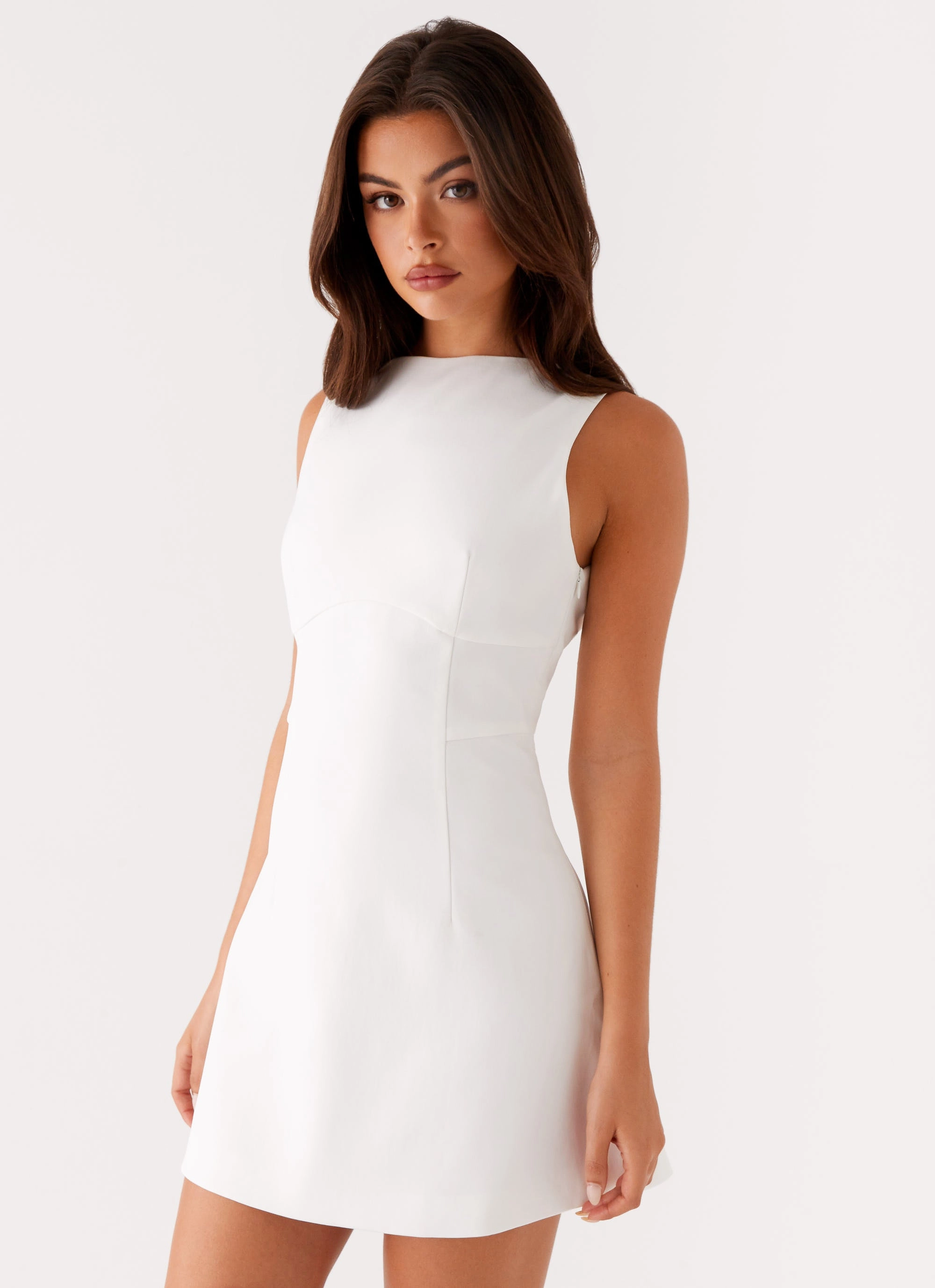 Lulita Mini Dress - White Sleek Look Cozy Silhouette