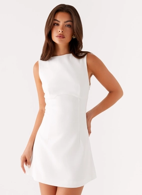 Lulita Mini Dress - White Chilly Day Comfort Invisible-Zip Lulita Mini Dress - White
