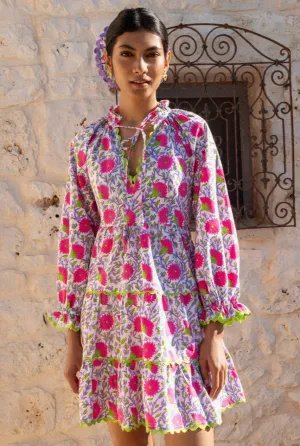 Luna Mini Dress in Neon Camelia Formal Comfort Luna Mini Dress in Neon Camelia Smooth Surface