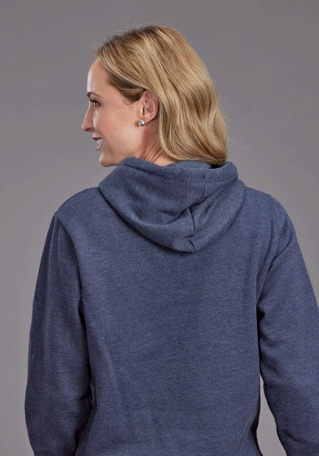 Stetson Womens Crest Logo Heather Navy Cotton Blend Hoodie Vintage Inspired Weave