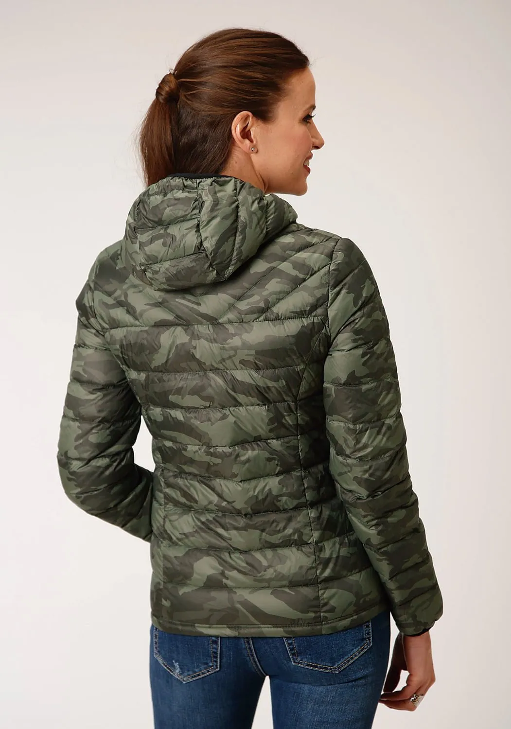Modern Couple Look Roper Womens Camo Nylon Down Filled Hooded Jacket