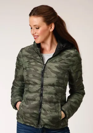Luxury Feel Roper Womens Camo Nylon Down Filled Hooded Jacket Lightwear Option Roper Womens Camo Nylon Down Filled Hooded Jacket