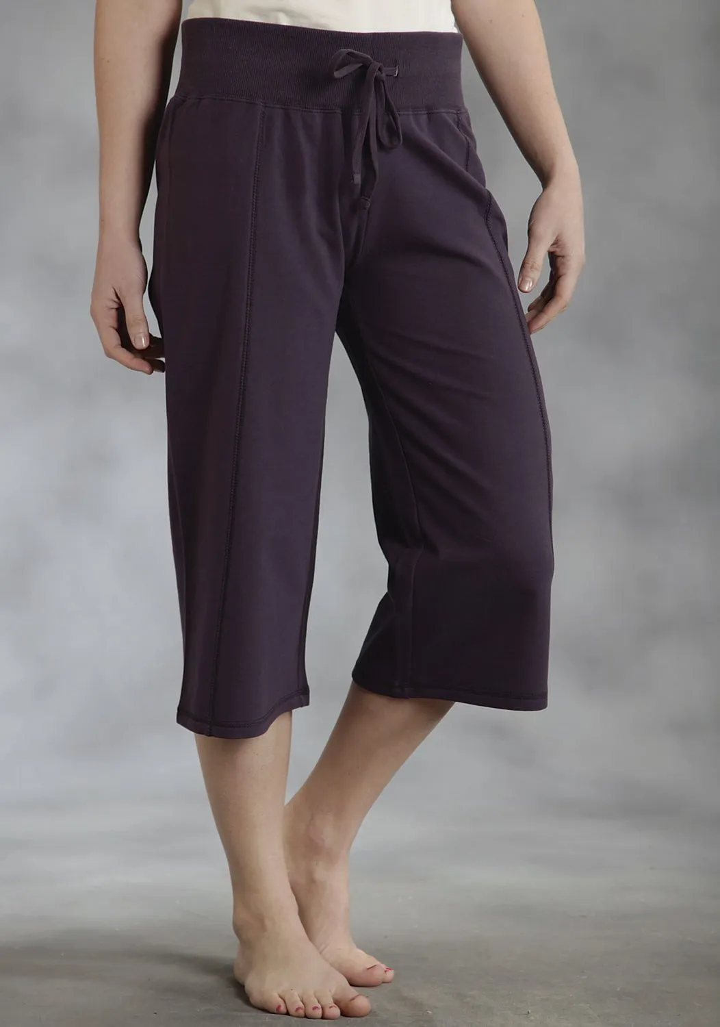 Roper Womens Solid Knit Blue 100% Cotton Capri Pants Festival Outfit Comfy Luxury Minimalist