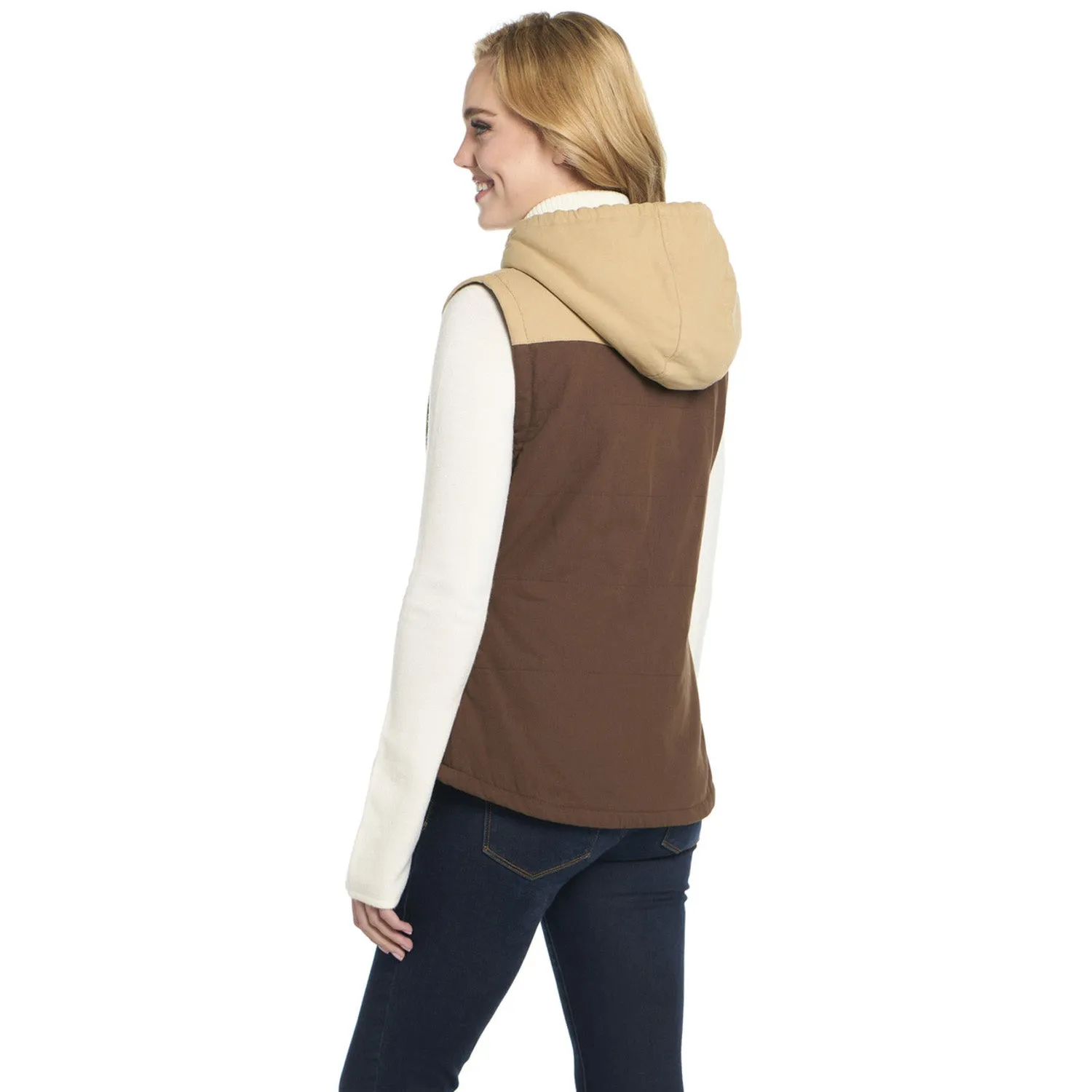 Fit Ready Unisex Outfit Cripple Creek Womens Two-Toned Hooded CCP English Walnut 100% Cotton Vest
