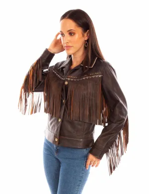 Luxury Statement Scully Womens Western Fringe Chocolate Leather Leather Jacket L Scully Womens Western Fringe Chocolate Leather Leather Jacket L Go To Look Polished Look