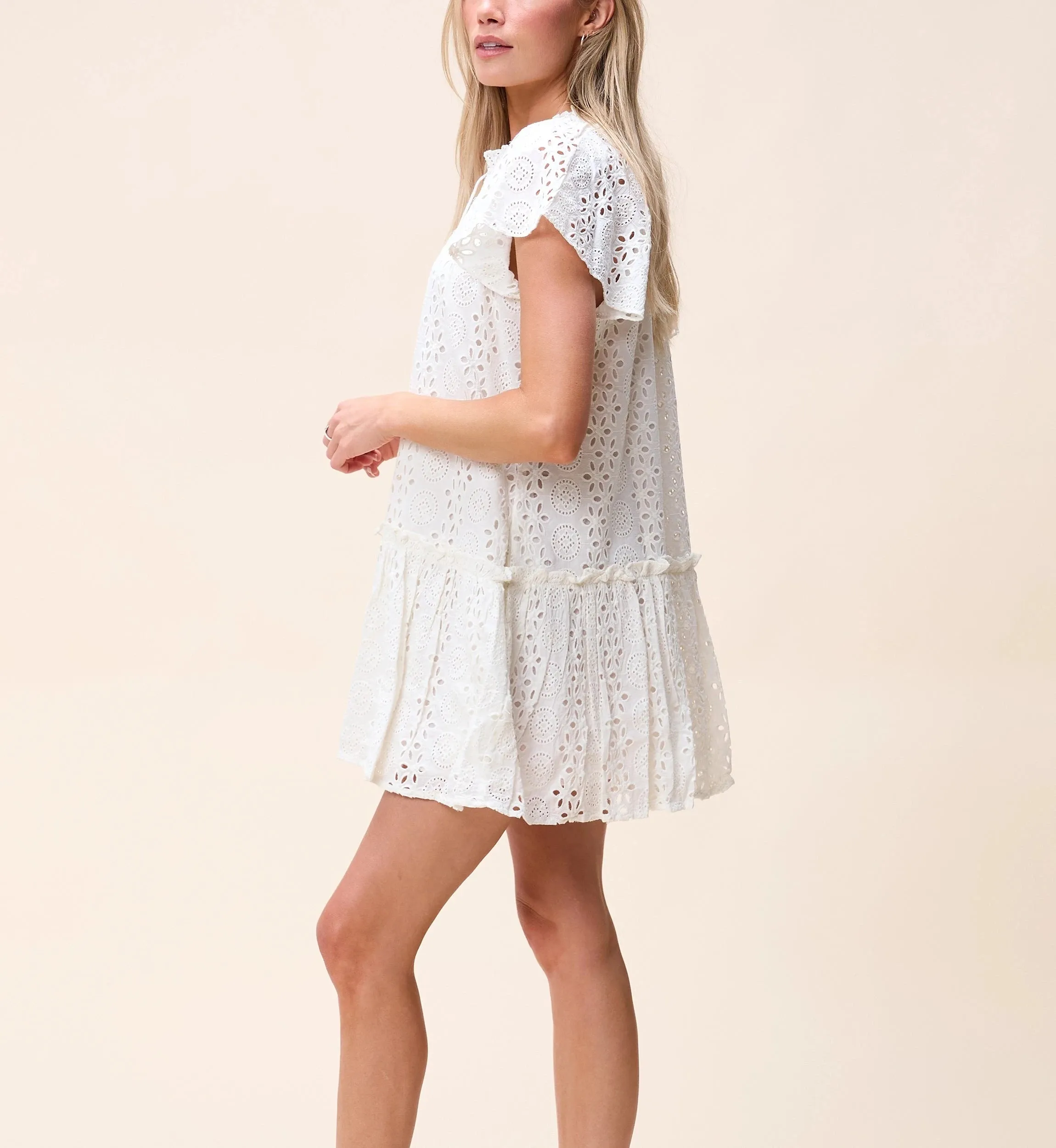 Lydia Mini Dress | Ivory Easy and Effortless FoldablePackaging