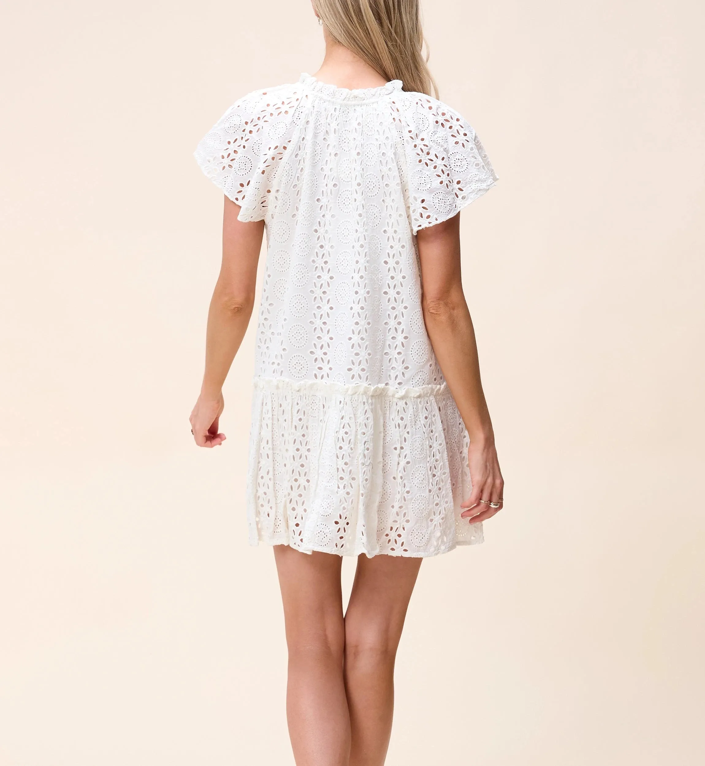 Metallic-Shine Versatile Wearable Lydia Mini Dress | Ivory