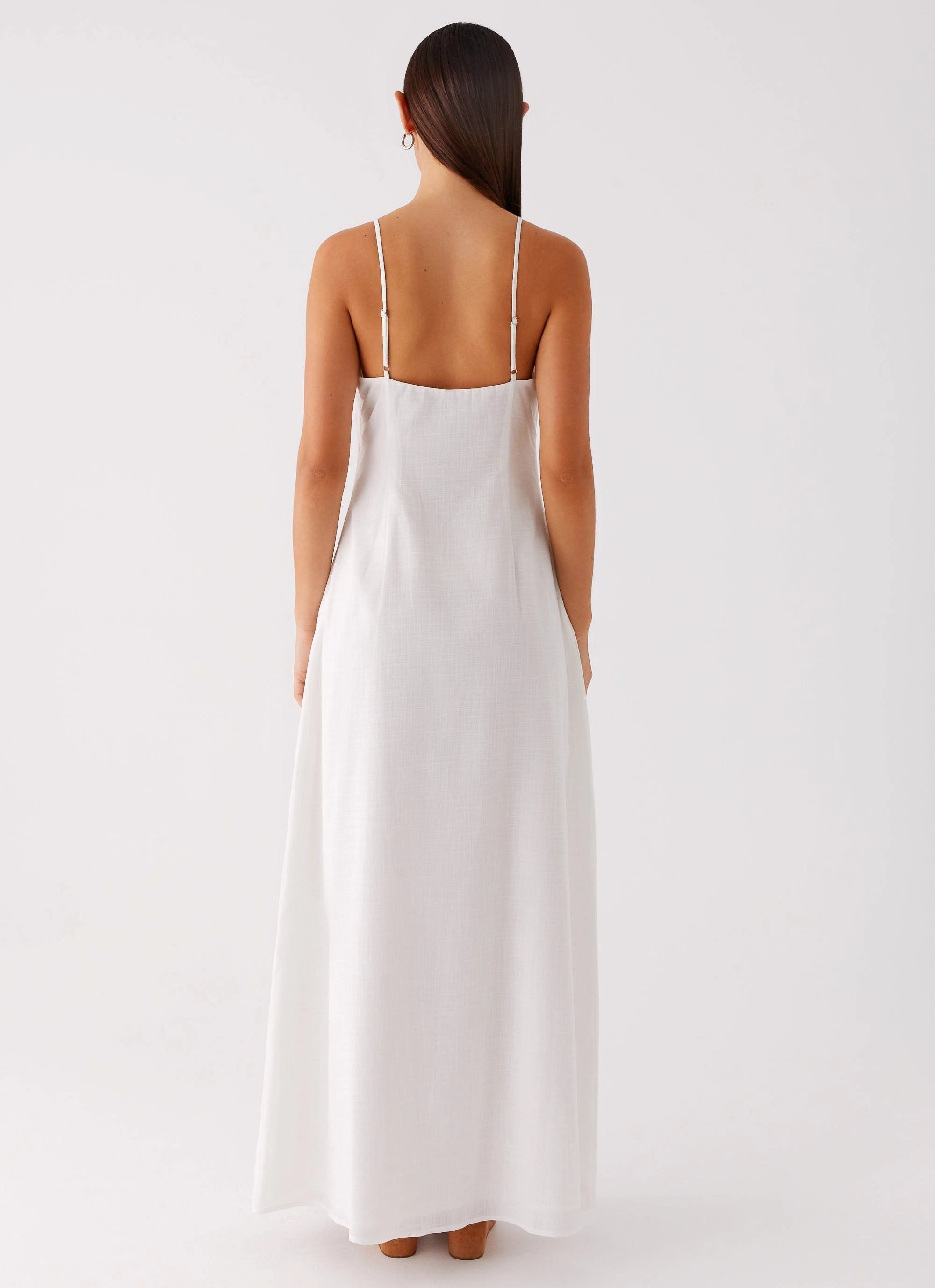 Madeleine Scoop Neck Maxi Dress - Off White windproof Adjustable-Straps