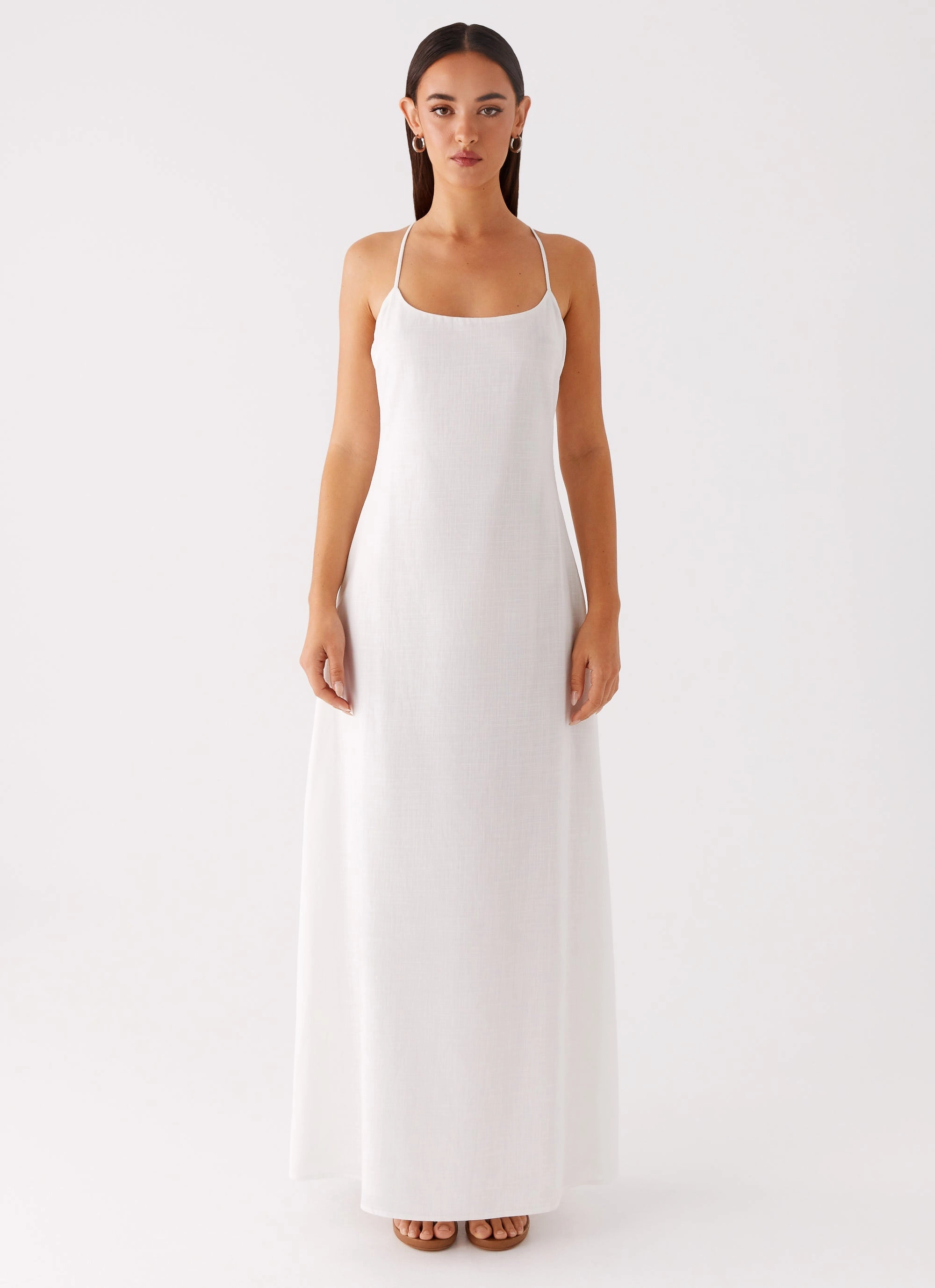 Sheer Layer Soft and Light Madeleine Scoop Neck Maxi Dress - Off White