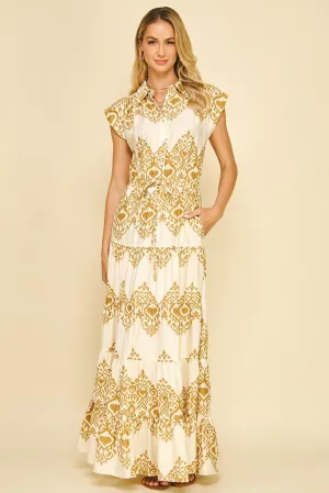 Mae Damask Printed Maxi Dress Tight Fit Mae Damask Printed Maxi Dress Comfort Layer Flattering Silhouette
