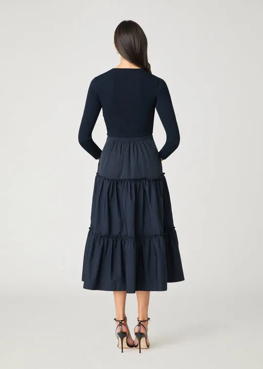 Magda Knit Dress in Navy Comfortable Shape Refined Presence