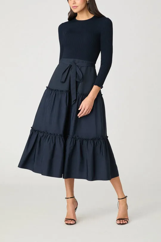 Breathable Style Magda Knit Dress in Navy