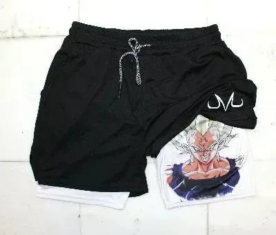 Majin Black and White Gym Shorts