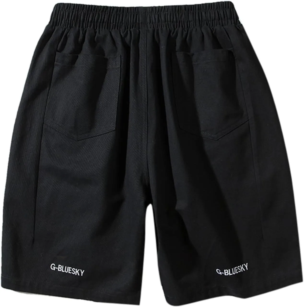 Male Summer Straight Solid Cargo Pant Cool Beach Shorts with Elastic Waist and Pockets Inseam Elastic Waist
