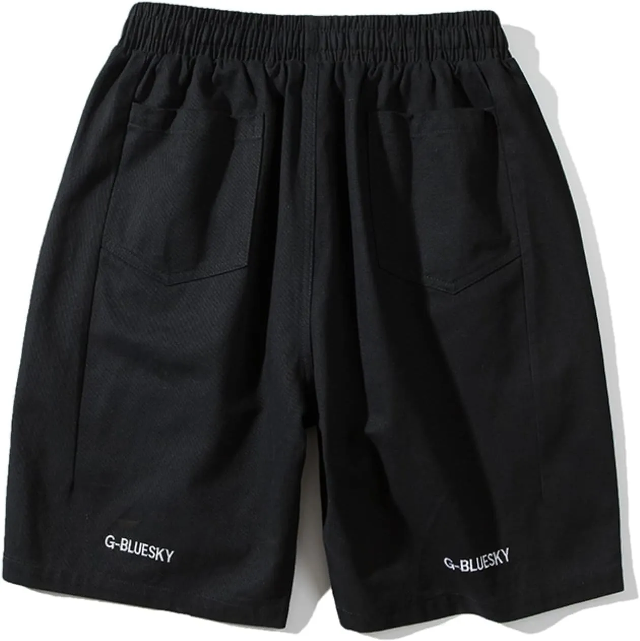 Male Summer Straight Solid Cargo Pant Cool Beach Shorts with Elastic Waist and Pockets Inseam Elastic Waist