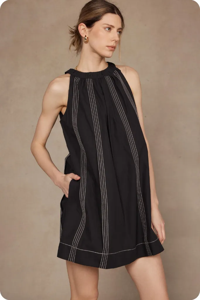Manon Stitch Panel Mini Dress Trendy Design
