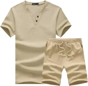 MANTORS Men's Tracksuit Summer 2 Pieces Casual Activewear Short Sleeve Shirt and Shorts