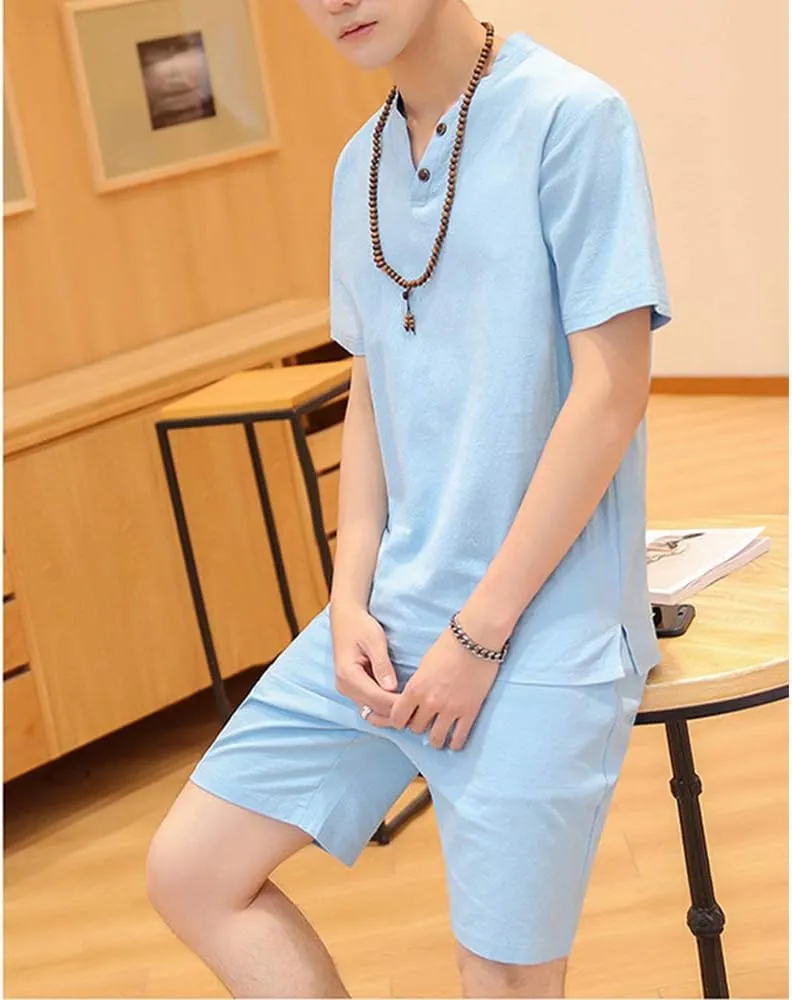 MANTORS Men's Tracksuit Summer 2 Pieces Casual Activewear Short Sleeve Shirt and Shorts