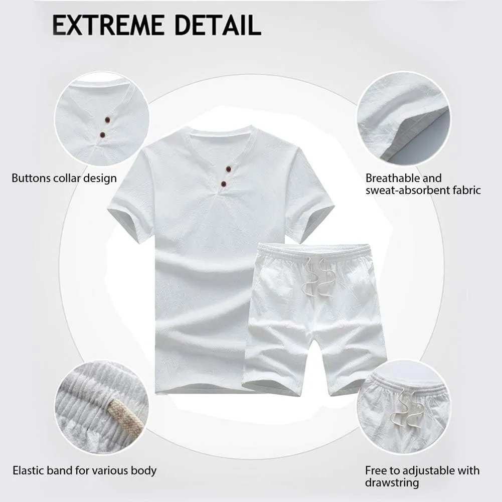 MANTORS Men's Tracksuit Summer 2 Pieces Casual Activewear Short Sleeve Shirt and Shorts
