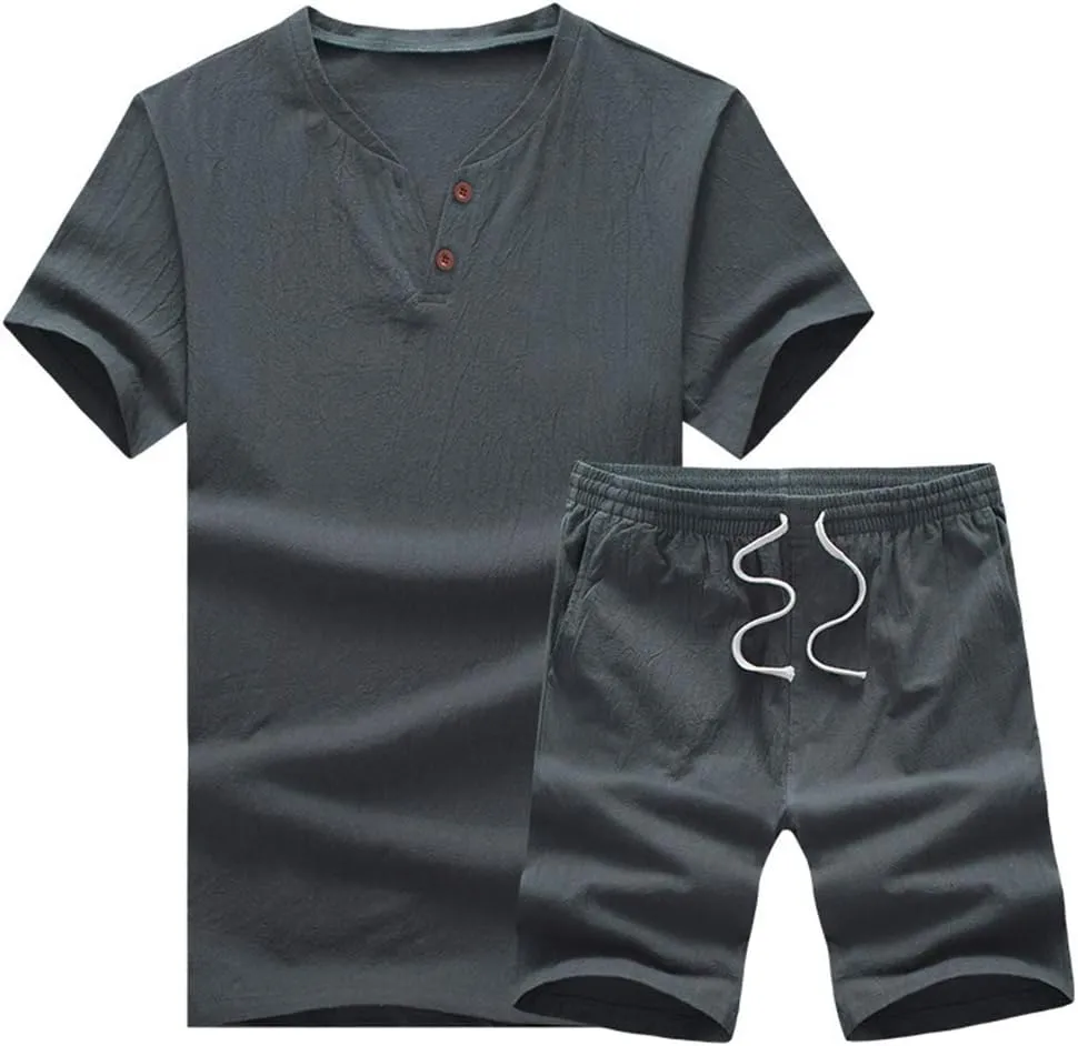 MANTORS Men's Tracksuit Summer 2 Pieces Casual Activewear Short Sleeve Shirt and Shorts
