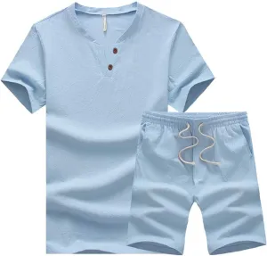 MANTORS Men's Tracksuit Summer 2 Pieces Casual Activewear Short Sleeve Shirt and Shorts