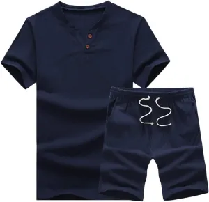 MANTORS Men's Tracksuit Summer 2 Pieces Casual Activewear Short Sleeve Shirt and Shorts