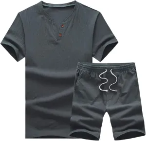 MANTORS Men's Tracksuit Summer 2 Pieces Casual Activewear Short Sleeve Shirt and Shorts