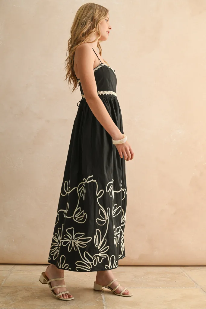 Margo Embroidered Hem Maxi Dress Stylish Layer