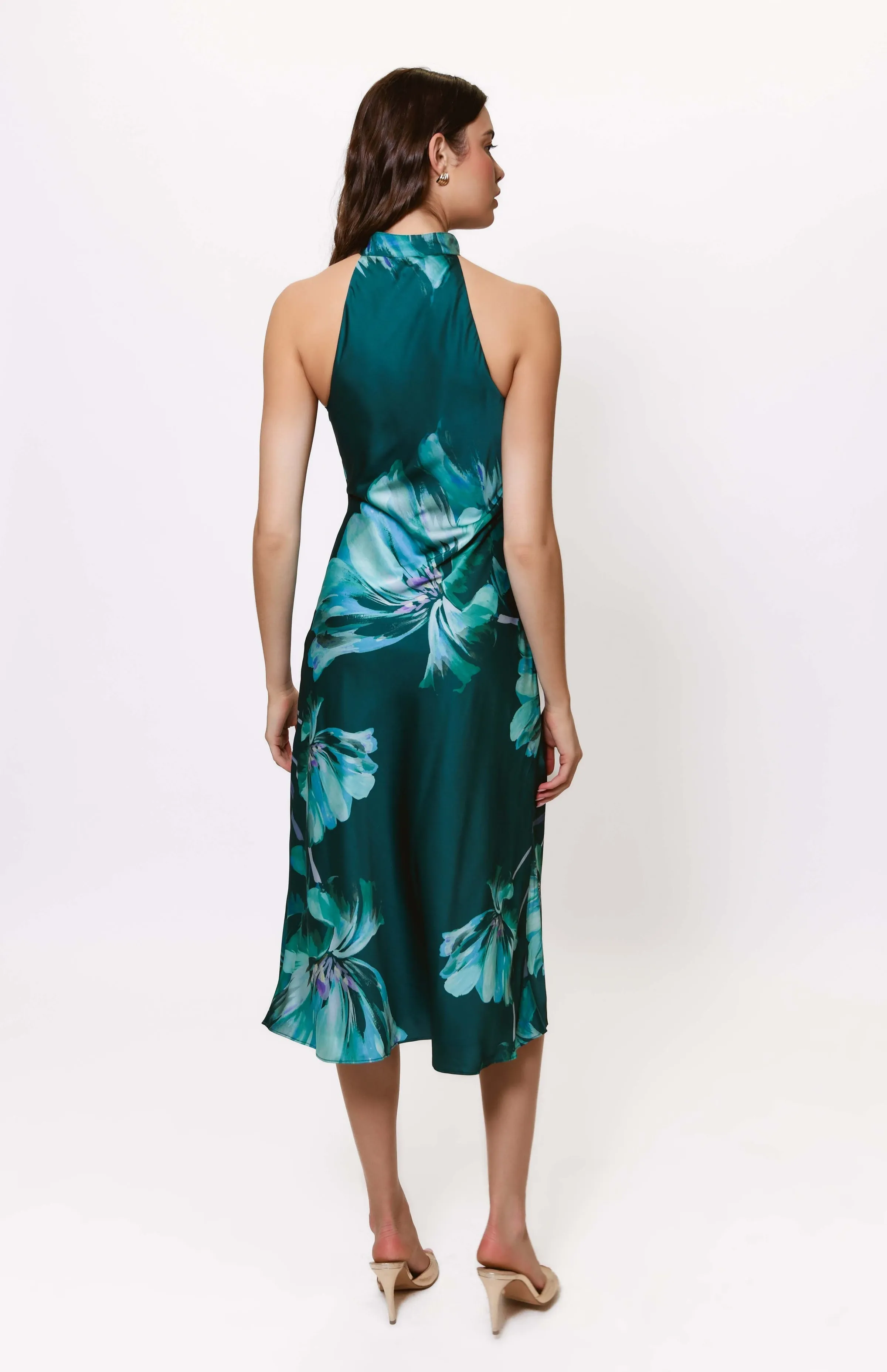 Mari Maxi Dress in Teal Breezy Watercolor Bloom Subtle Comfort