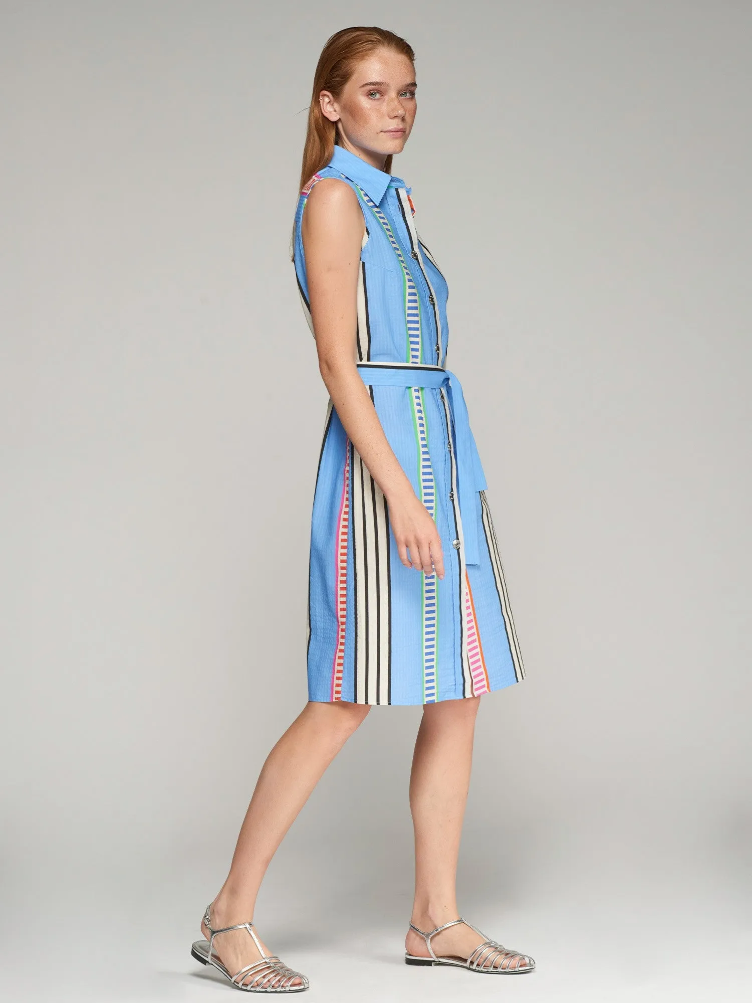 Mariya Dress in Azul Seersucker Elegant Style All-Day Wear