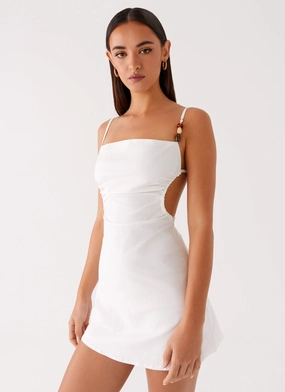 Marlon Mini Dress - White Floral Print Warm Touch Perfectly Fit Look Marlon Mini Dress - White