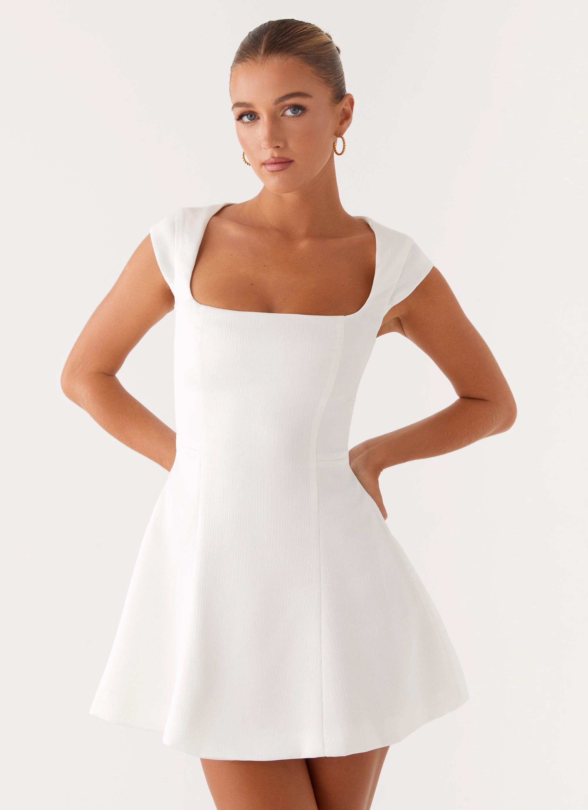 Maryjane Mini Dress - White Tactile Feel