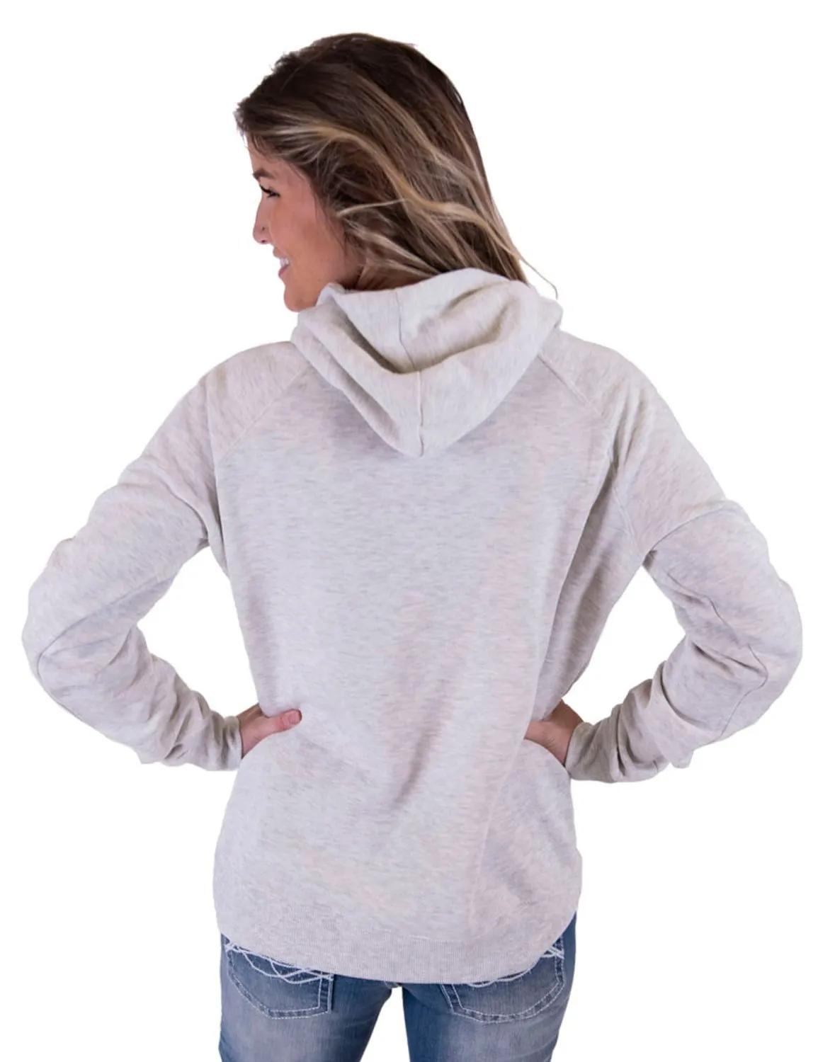 Cowgirl Tuff Womens Never Give Up Ash Poly/Rayon Hoodie Easy Outfit Elegant Urban Explorer Athlete Fit