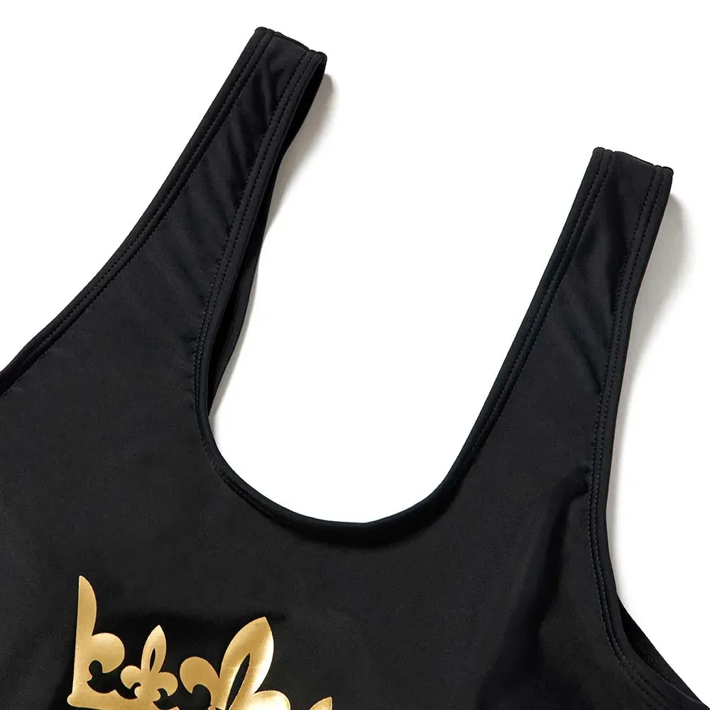 Matching Family Swimsuit King Queen Princess Solid Swimwear for Whole Family