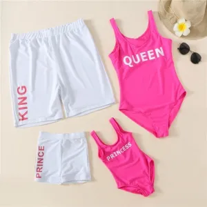 Matching Family Swimsuit Letter King Queen Swimsuit One Piece Swimwear