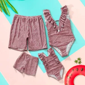Matching Family Swimsuit One Piece Animal Print Floral Bathing Suit Set