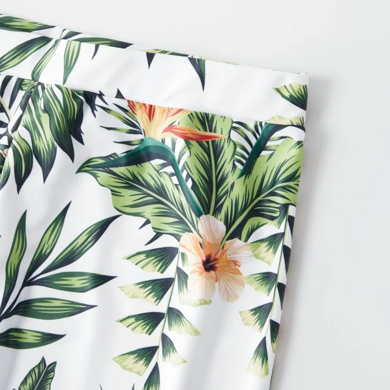 Matching Family Swimwear Floral Leaves Swimsuit Mother Daughter Bathing Suits