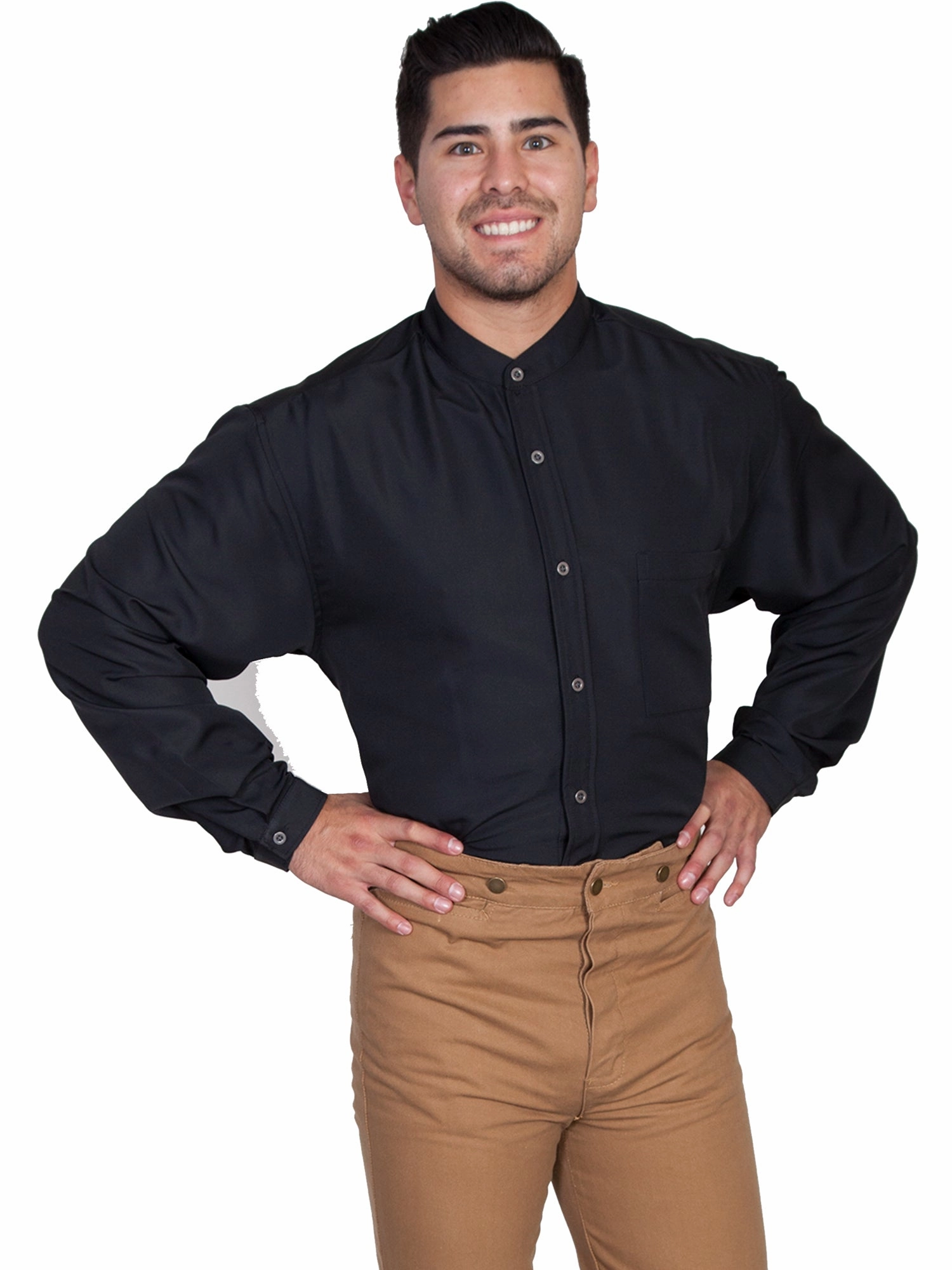 Scully Mens Black Polyester Wicking L/S Shirt Mix-And-Match Multipocket Style