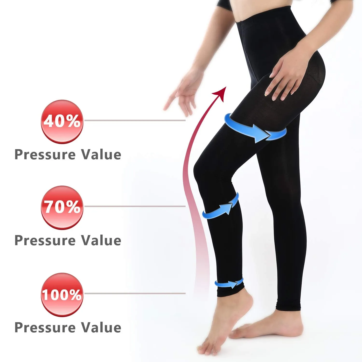  MD Women's 8-15mmHg Graduated Compression Leggings Medical Quality Ladies Footless Support Tights Small (Pack of 1) Black