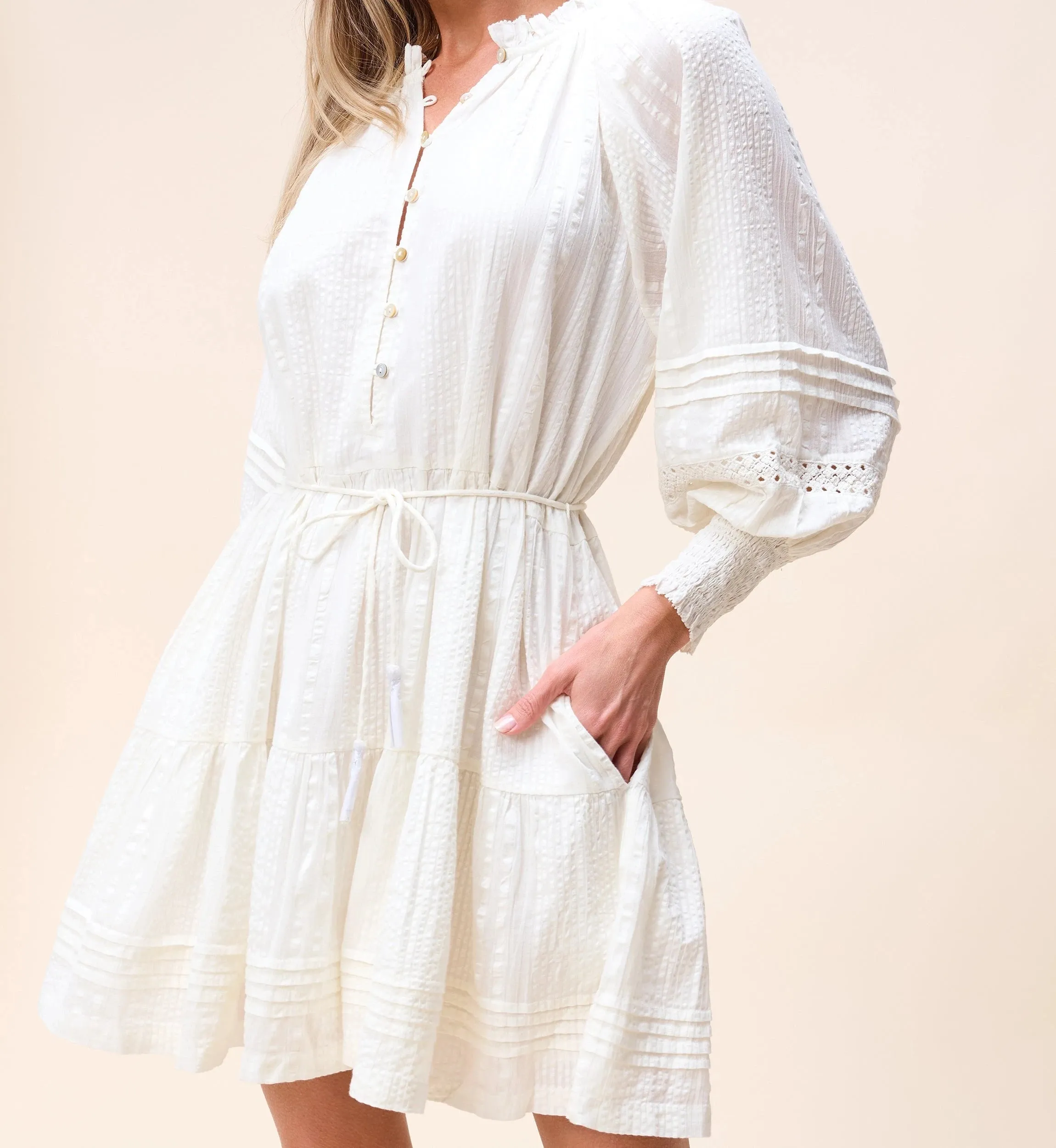 Meadow Mini Dress | Ivory Timeless Layering Subtle Comfort