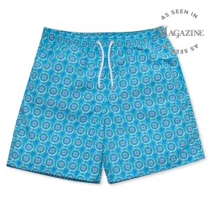Mediterranean Tile Swim Shorts - Blue/Pink
