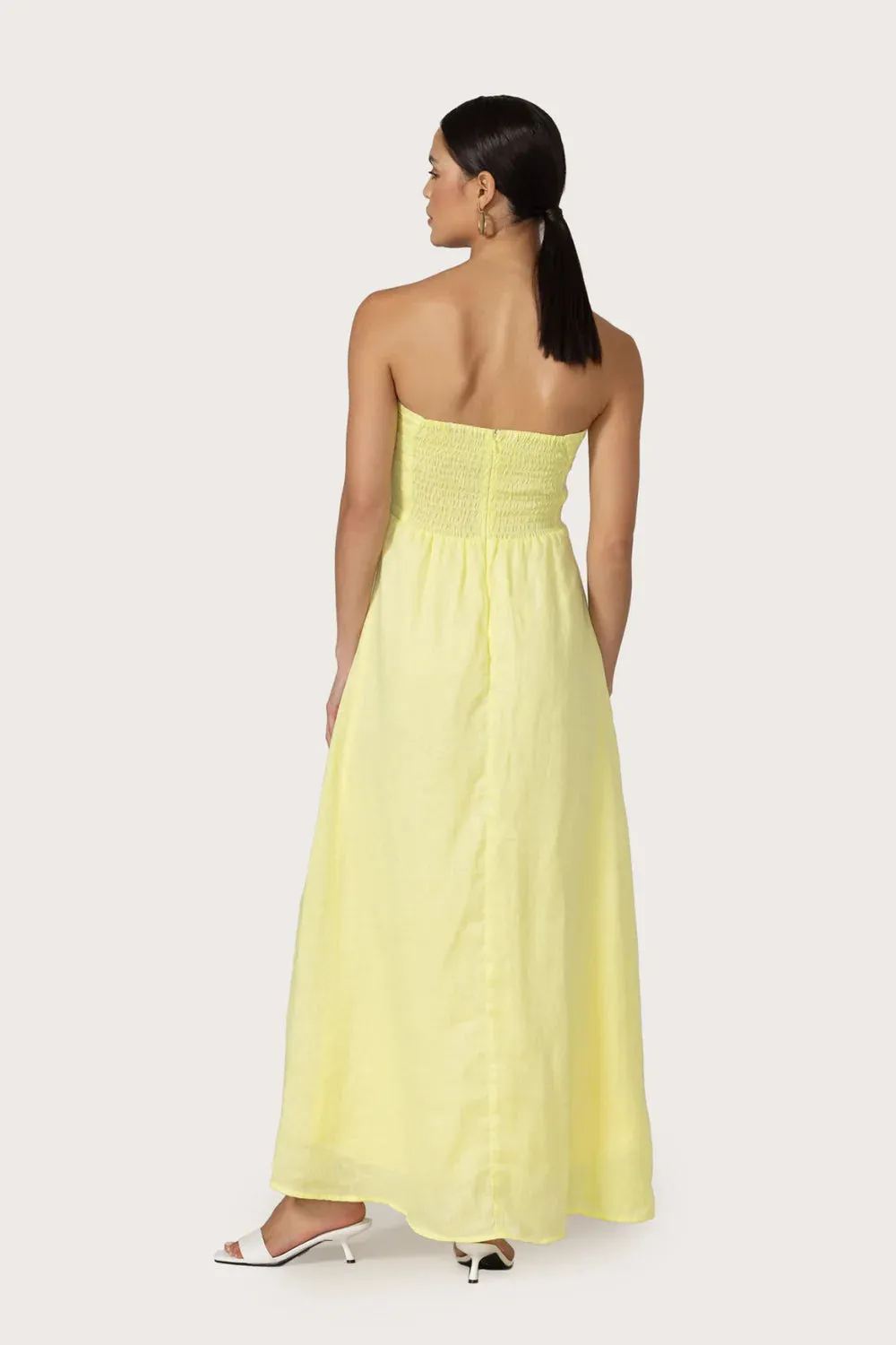 Silky Shape Melody Linen Maxi Dress in Lime