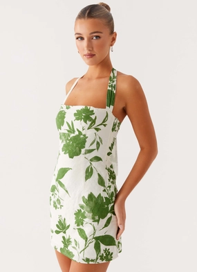 Melora Mini Dress - Verdant Bloom Fit for All Seasons Flattering Waistband Fit Melora Mini Dress - Verdant Bloom