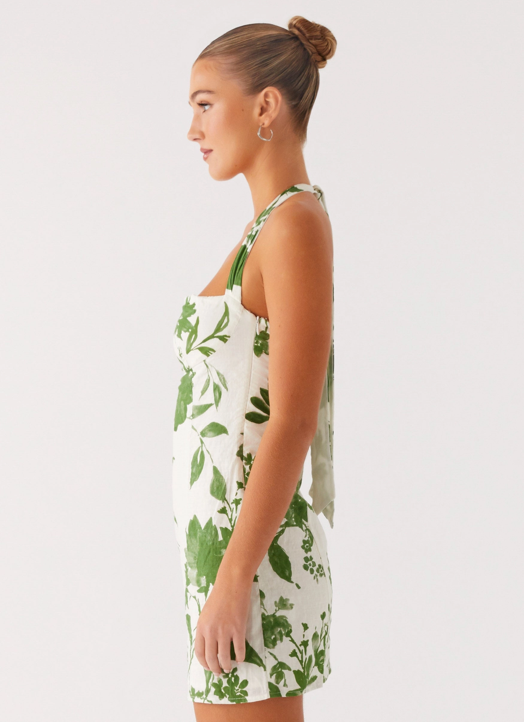 Geometric-pattern Pure Lines Melora Mini Dress - Verdant Bloom